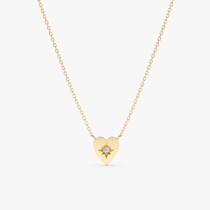 Starburst Diamond Heart Necklace