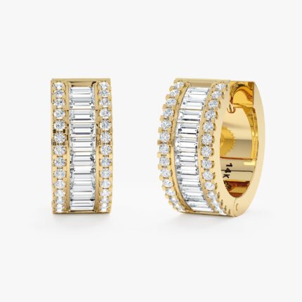 Thick Baguette Diamond Hoops