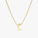 Thick Solid Gold Moon Necklace