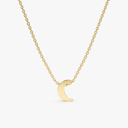 Thick Solid Gold Moon Necklace