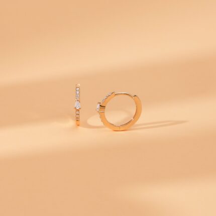 Thin Pear-Cut Diamond Hoops