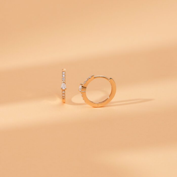 Thin Pear-Cut Diamond Hoops