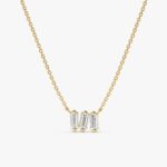 Triple Baguette Diamond Cluster Necklace