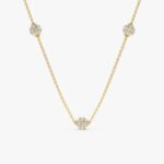 Triple Diamond Ball Station Necklace