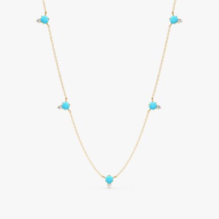 Turquoise Diamond Station Necklace