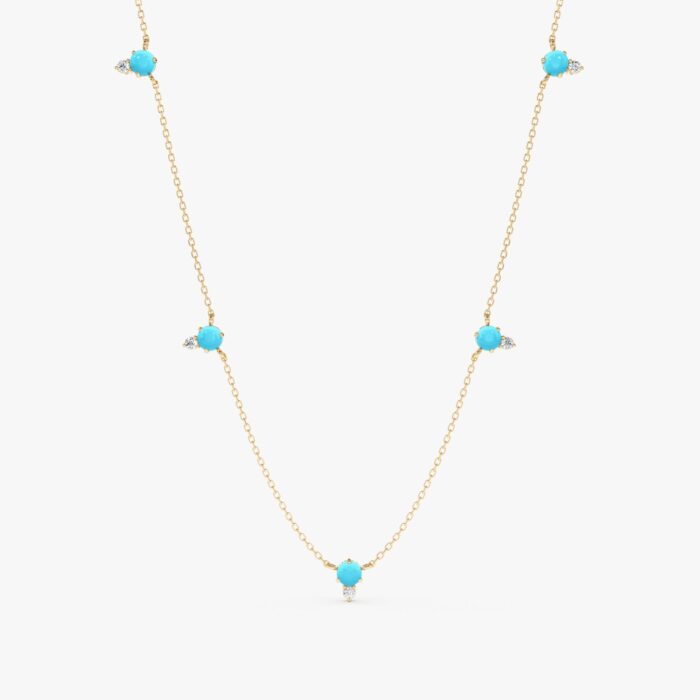 Turquoise Diamond Station Necklace