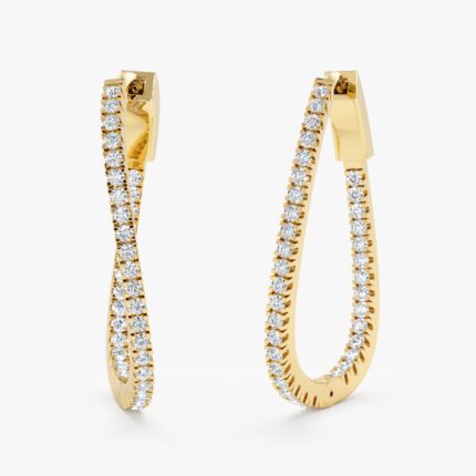 Wavy Diamond Hoop Earrings