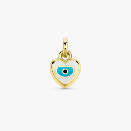 White Enamel Evil Eye Heart Charm