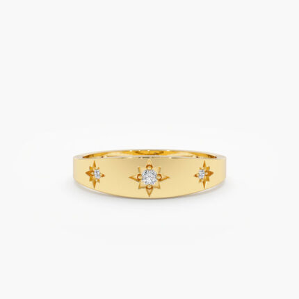 Wide Diamond Starburst Ring