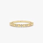 Diamond and Plain Gold Dot Ring