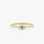 Diamond and Single Sapphire Evil Eye Ring