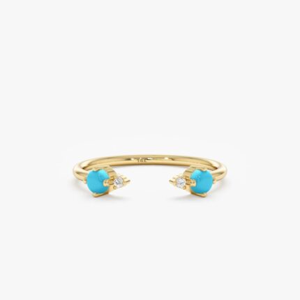 Diamond and Turquoise Open Ring