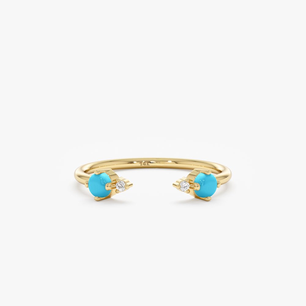 Diamond and Turquoise Open Ring