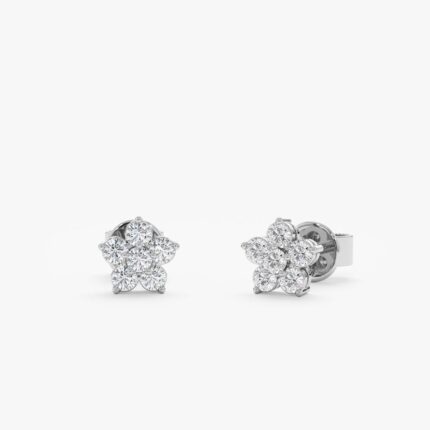Natural Diamond Flower Studs