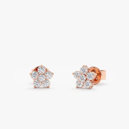 Natural Diamond Flower Studs