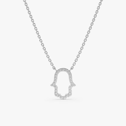 Diamond Hamsa Cutout Necklace