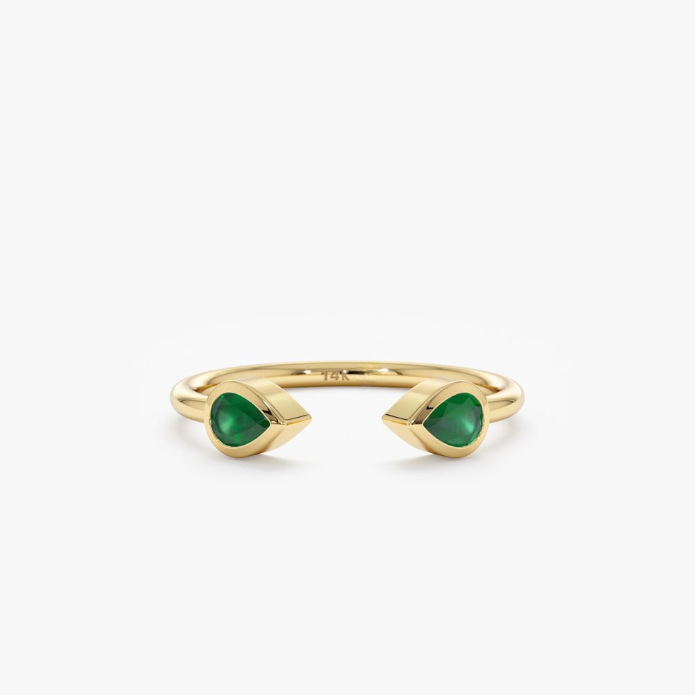 Drop Emerald Open Ring