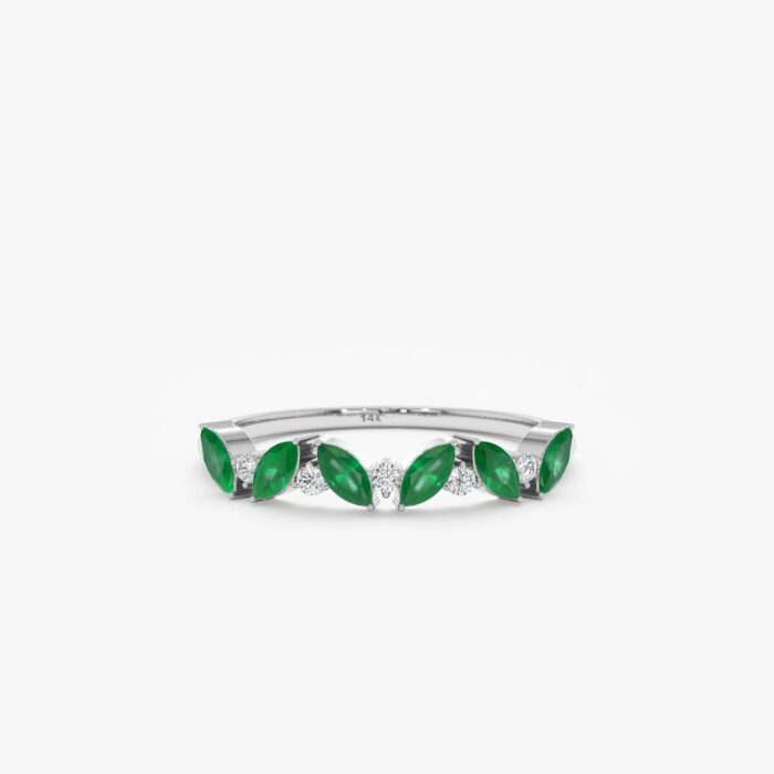 Emerald and Diamond Half Eternity Ring