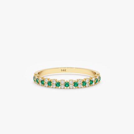 Emerald and Diamond Half Eternity Ring