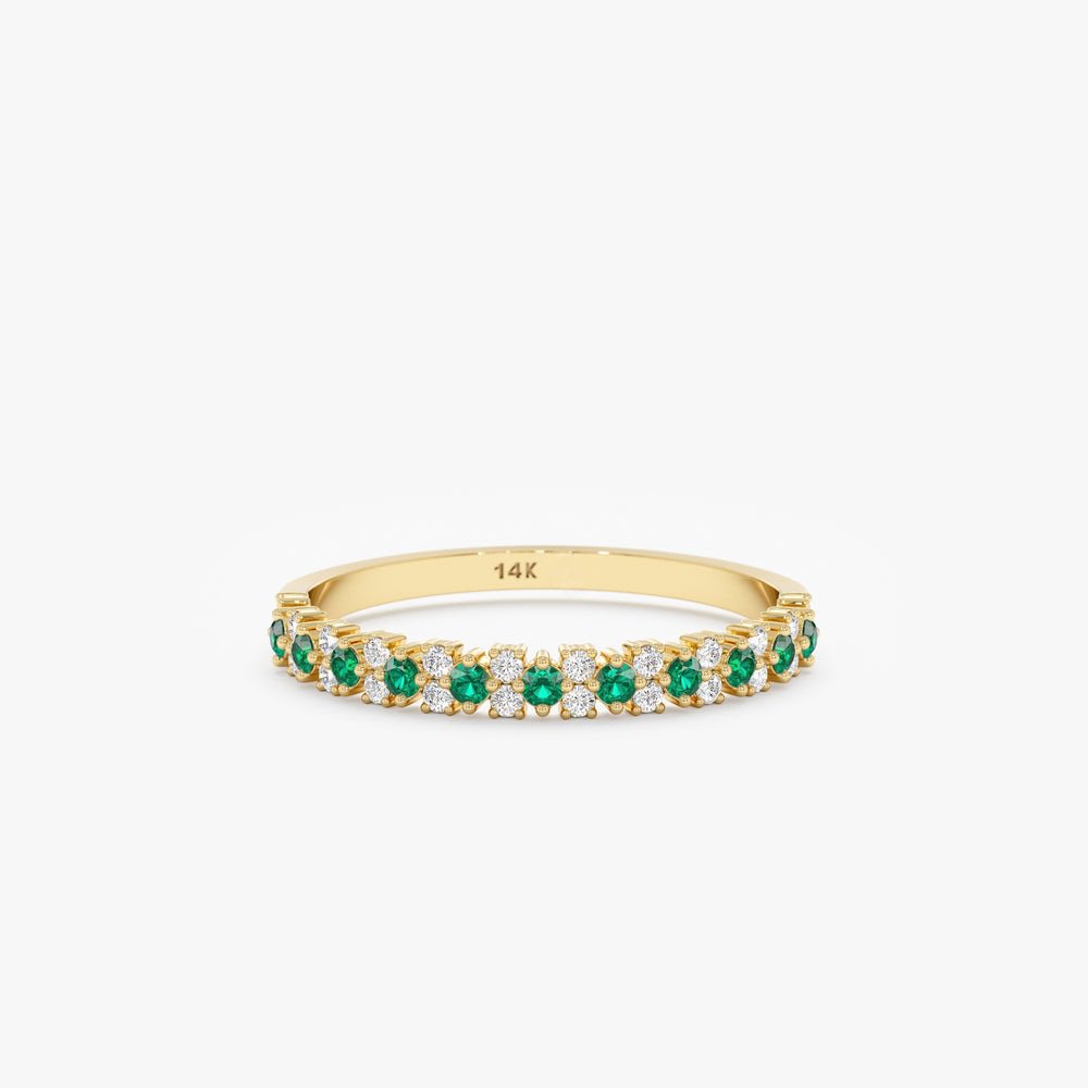 Emerald and Diamond Half Eternity Ring