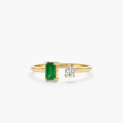 Emerald and Diamond Open Ring