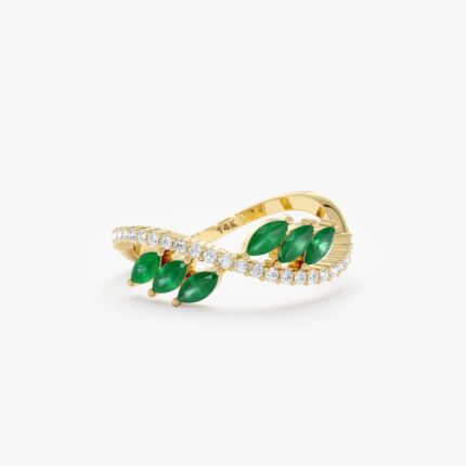 Emerald and Diamond Vine Ring