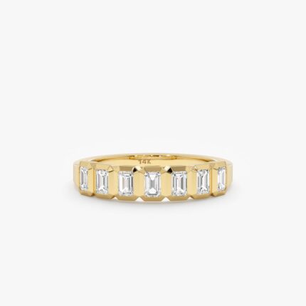 Emerald Cut Diamond Half Eternity Ring