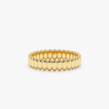 Fluted Design Gold Wedding Band