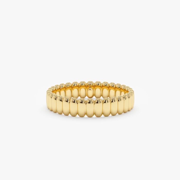 Fluted Design Gold Wedding Band