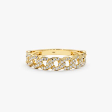 Half Eternity Diamond Cuban Chain Ring