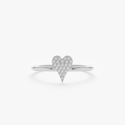 Micro Pave Natural Diamond Heart Ring