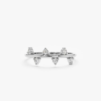 14K Solid Gold Natural Diamond Zigzag Ring