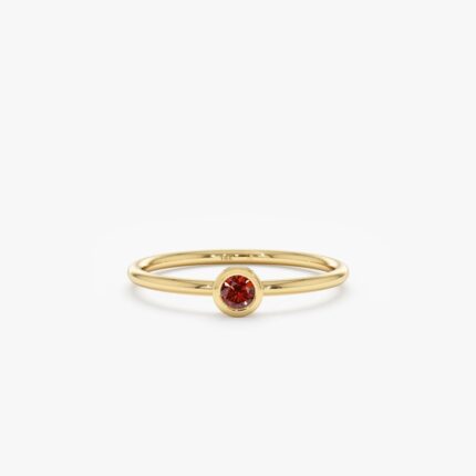 Natural Garnet Bezel Ring