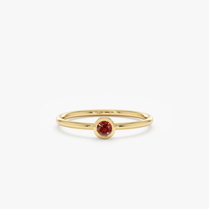 Natural Garnet Bezel Ring