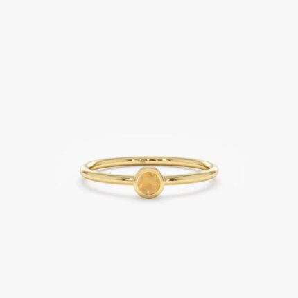 14K Solid Gold Natural Opal Bezel Ring