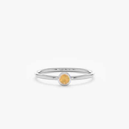 14K Solid Gold Natural Opal Bezel Ring
