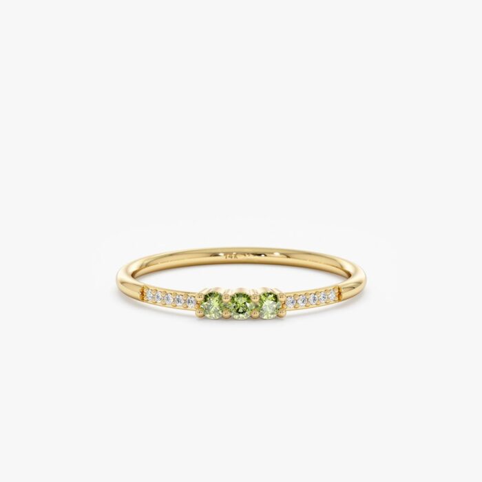 Natural Peridot and Diamond Ring