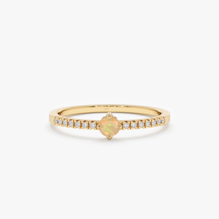 Opal and Diamond Engagement Ring
