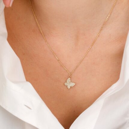 Pave Diamond Butterfly Necklace Charm