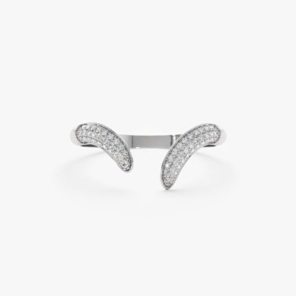 14K Solid Gold Pave Natural Diamond Cuff Ring
