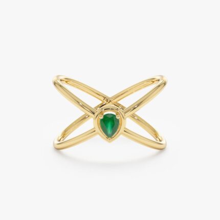 Pear Cut Emerald X Ring