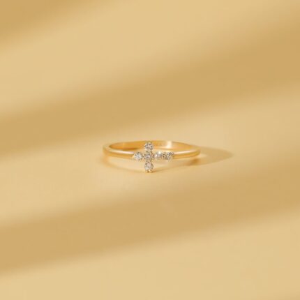 Sideways Natural Diamond Cross Ring