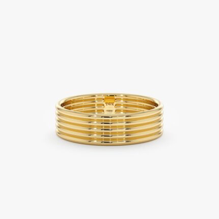 Solid Gold Grooved Wedding Band