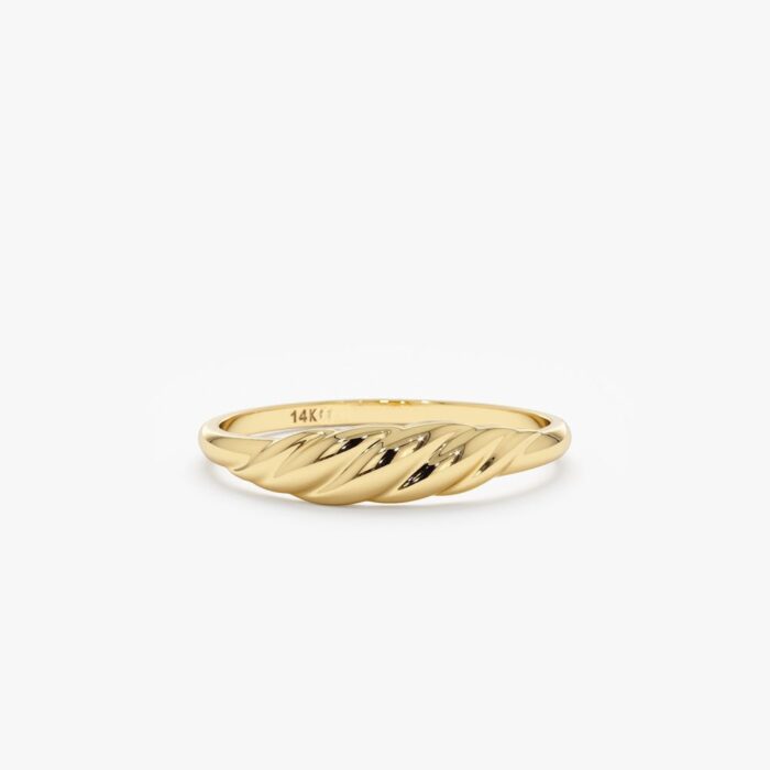 Solid Gold Textured Croissant Ring