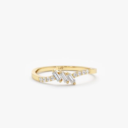 Tilted Baguette Diamond Ring