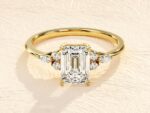 2ct Emerald Cut Engagement Ring with Marquise and Round Side Stones