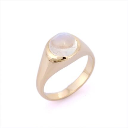 14K Solid Gold Rainbow Moonstone Gold Ring