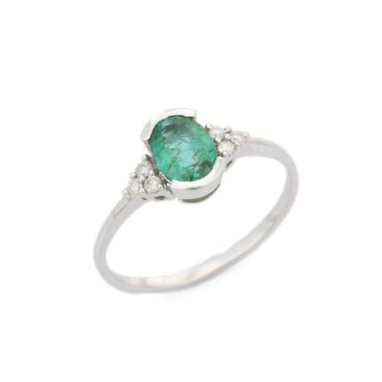 14K Solid Gold Emerald Ring