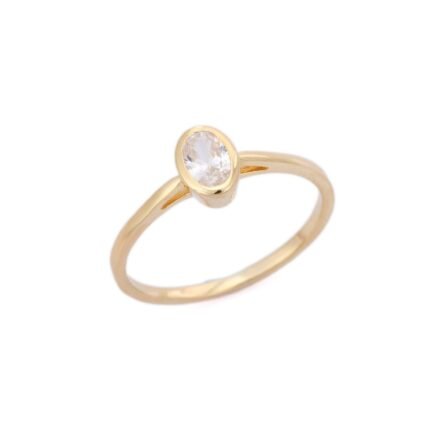 14K Solid Gold Cubic Zirconia Ring
