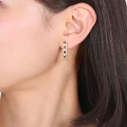 14K Yellow Gold Brown Diamond Bali Earrings